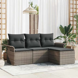Ensemble De Canapé De Jardin Avec Coussin 4 Pcs Gris Poly Rotin Vidaxl