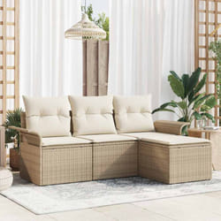 Ensemble De Canapé De Jardin 4 Pcs Beige Poly Rotin Vidaxl