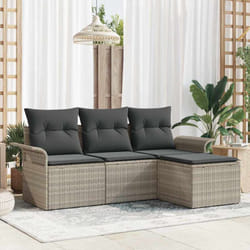 Vidaxl - Ensemble De Canapé De Jardin 4 Pcs Gris Clair Poly Rotin