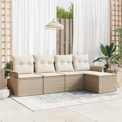 Vidaxl - Ensemble De Canapé De Jardin 5 Pcs Beige Poly Rotin