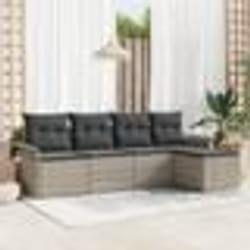 Ensemble de Canapé de Jardin vidaXL 5 Pièces avec Coussins Gris Clair