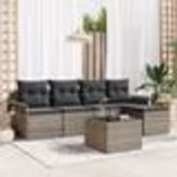 Ensemble de Canapés de Jardin 5 Pièces avec Coussins Noir Poly Rattan