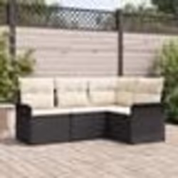 Ensemble de Canapés de Jardin de 4 Pièces avec Coussins en Rattan Poly Noir