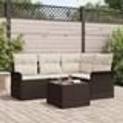 Ensemble de 4 Pièces de Canapé de Jardin avec Coussins en Poly Rattan Gris