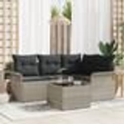 Ensemble de Canapés de Jardin 5 pièces vidaXL avec Coussins Gris Poly Rattan