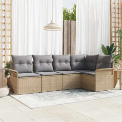 vidaXL Ensemble de canapé de jardin 5 pcs Beige Poly rotin