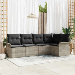 vidaXL Ensemble de canapé de jardin 5 pcs Gris clair Poly rotin