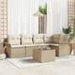 Ensemble de Canapé de Jardin 6 pièces avec Coussins Marron Poly Rotin