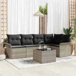 vidaXL Ensemble de canapé de jardin 6 pcs Gris clair Poly rotin