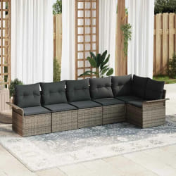 vidaXL Ensemble de canapé de jardin avec coussin 6 pcs Gris Poly rotin