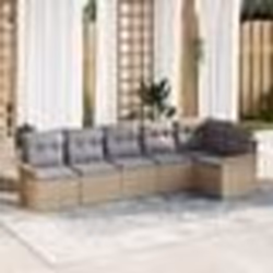 Ensemble de canapé de jardin 6 pièces avec coussins Beige en poly rattan