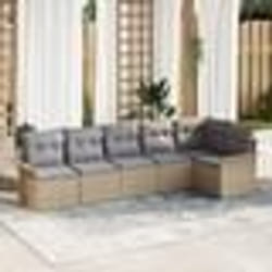 Ensemble de canapé de jardin 6 pièces avec coussins Beige en poly rattan
