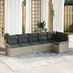 Ensemble de Canapé de Jardin 6 pièces avec Coussins Gris Clair Rattan Poly