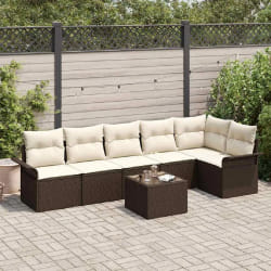 vidaXL Ensemble de canapé de jardin 7 pcs Marron Poly rotin