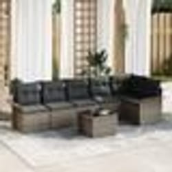vidaXL Ensemble de canapé de jardin 6 pièces avec coussins noir rotin