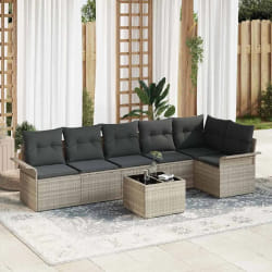 vidaXL Ensemble de canapé de jardin 7 pcs Gris clair Poly rotin