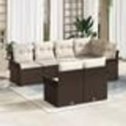 Ensemble de 7 pièces de canapés de jardin avec coussins Marron Rattan Poly