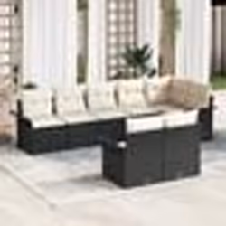 Set de Canapé de Jardin 8 Pièces avec Coussins Noir Poly Rattan