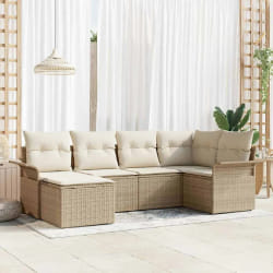 vidaXL Ensemble de canapé de jardin 6 pcs Beige Poly rotin