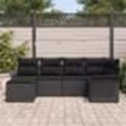 Ensemble de canapé de jardin 6 pièces avec coussins en rotin poly noir