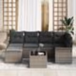 Ensemble de canapé de jardin 6 pièces avec coussins noirs en poly rotin