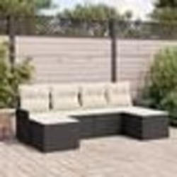 Ensemble de 6 pièces de canapés de jardin avec coussins Noir Poly Rotin