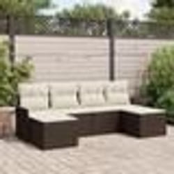 Ensemble de Canapé de Jardin de 6 Pièces avec Coussins en Rattan Marron