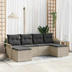 vidaXL Ensemble de canapé de jardin 6 pcs Gris clair Poly rotin
