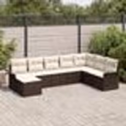 Ensemble de canapé de jardin 8 pièces avec coussins en poly rotin marron