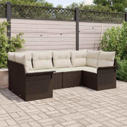 vidaXL Ensemble de canapé de jardin 6 pcs Marron Poly rotin