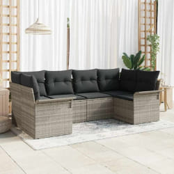 vidaXL Ensemble de canapé de jardin 6 pcs Gris clair Poly rotin
