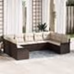 Set de Canapés de Jardin 9 Pièces avec Coussins en Poly Rotin Marron