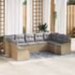 Ensemble de 9 Canapés de Jardin avec Coussins Beige Rattan Synthétique