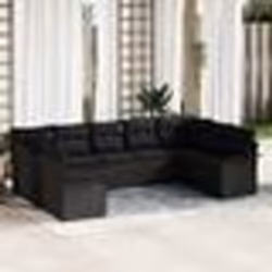Ensemble de 9 Pièces de Canapé avec Coussins Noir Poly Rattan