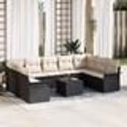 Ensemble de canapé de jardin 9 pièces avec coussins en poly rotin marron