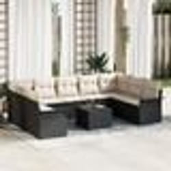 Ensemble de canapé de jardin 9 pièces avec coussins en poly rotin marron