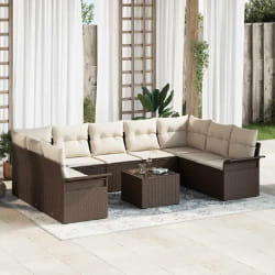 vidaXL Ensemble de canapé de jardin 10 pcs Gris Poly rotin