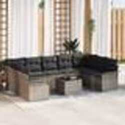 Ensemble de Canapé de Jardin 9 Pièces avec Coussins Noir Poly Rattan