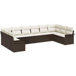Ensemble de canapé de jardin 10 pcs Marron Poly rotin vidaXL
