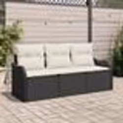 vidaXL Ensemble de Canapé de Jardin 3 pièces avec Coussins Noir Rattan Poly