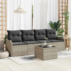 vidaXL Ensemble de canapé de jardin 5 pcs Gris clair et gris foncé