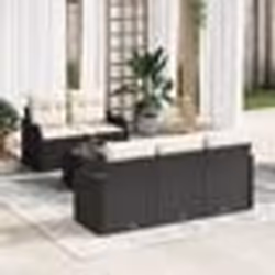 vidaXL Set de Canapés de Jardin 6 pièces avec Coussins Noir en Rattan Polyéthylène