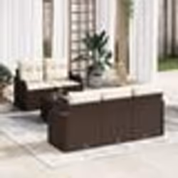 vidaXL Canapé de jardin 6 pièces en poly rattan avec coussins marron