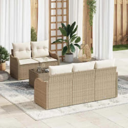 vidaXL Ensemble de canapé de jardin avec coussin 6 pcs Beige et crème
