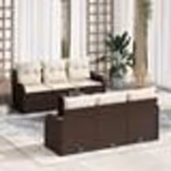 vidaXL Set de canapé de jardin 7 pièces avec coussins, en poly rattan marron