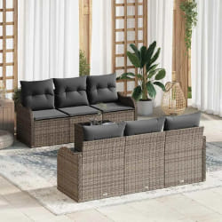 vidaXL Ensemble de canapé de jardin 7 pcs Gris 55 x 55 x 37 cm