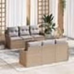 vidaXL Ensemble de canapés de jardin 7 pièces avec coussins en rotin synthétique beige.