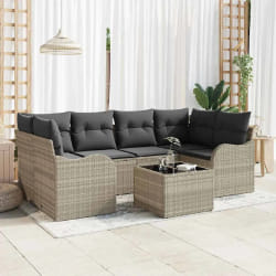 vidaXL Ensemble de canapé de jardin 7 pcs Gris clair et gris foncé