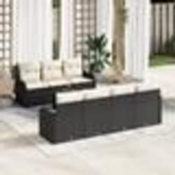 vidaXL Ensemble de canapé de jardin 8 pièces avec coussins en poly rotin noir