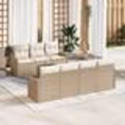 vidaXL Canapé de jardin 8 pièces avec coussins beige en poly rotin